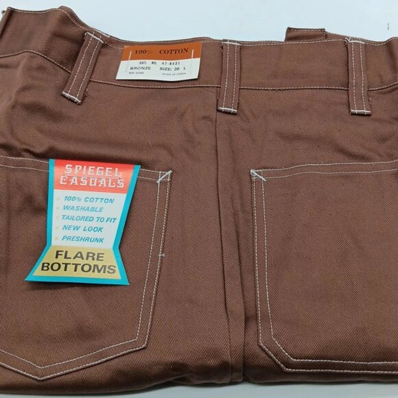 Vtg Spiegal Casual Flare Bottoms Men's Jeans BRONZE Retro 36L X 33 NWT DEADSTOCK - Picture 4 of 7